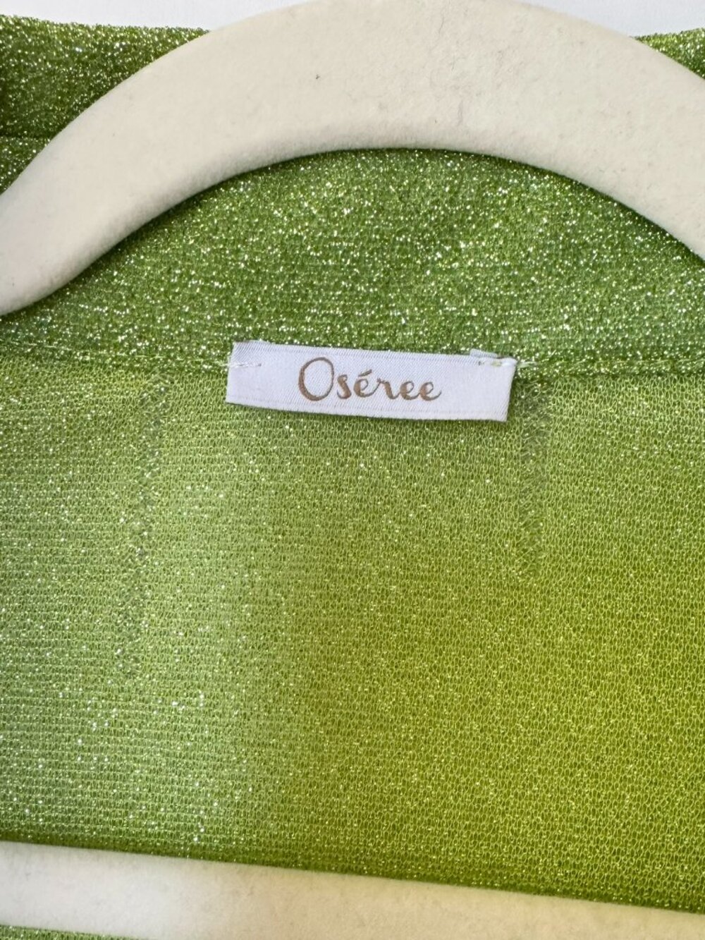 Oseree Lumiere Long Sleeves Shirt In Sparkle Lime Green M/L — image 7 of 8
